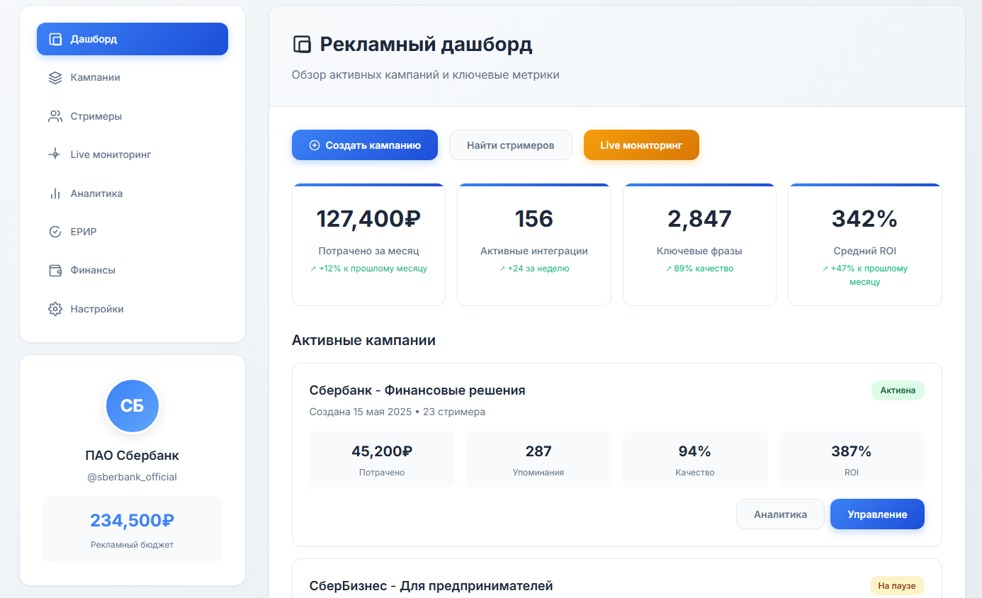 Рекламный кабинет Кольцо